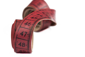 Old tailor meter isolated on white background