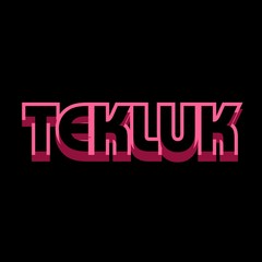logo with writing tekluk that has a black color and there are 3d motifs in red and besides that there is a black background