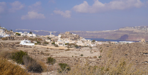 View of Akrotiri on a sunny day. Santorini, Greece.