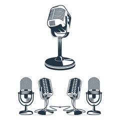 Vector Illustration of Retro Microphone Set