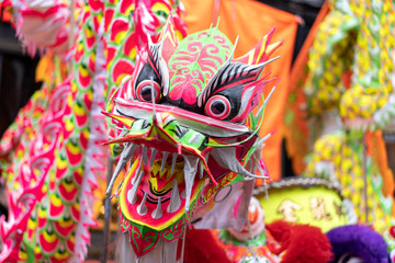 Fototapeta na wymiar dragon during the chinese new year in chinatown, London