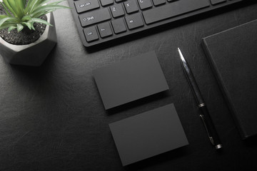 Business cards blank. Mockup on color background. Flat Lay. copy space for text