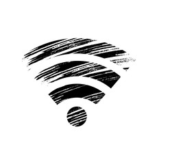 WiFi sign, isolated symbol, logo with a hand drawn ink.