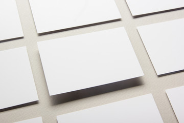 Business cards blank. Mockup on color background. Flat Lay. copy space for text
