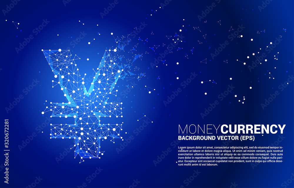 Poster vector money chinese yuan and japanese yen currency icon from polygon dot connect line. concept for 