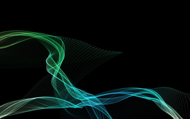 Dark abstract background with a glowing abstract waves