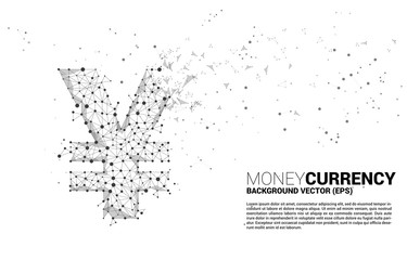 Vector money Chinese yuan and Japanese yen currency icon from Polygon dot connect line. Concept for china and japan financial network connection.