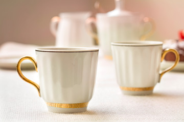  two porcelain cups, coffee for two for lovers