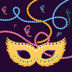 Mardi gras mask with necklaces vector design