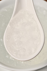 Chinese traditional medical products bird's nest soup on white bowl 