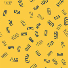 Blue line Dentures model icon isolated seamless pattern on yellow background. Teeth of the upper jaw. Dental concept. Vector Illustration © Oksana