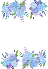 Fototapeta na wymiar Blue and purple rose flower watercolor illustration