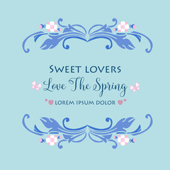 Template design for love spring, with beautiful leaf and floral frame design. Vector