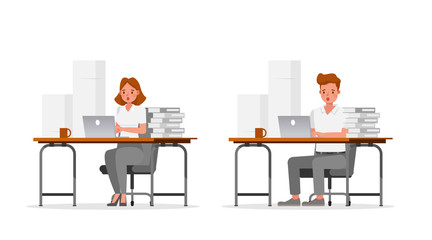 business people working in office character vector design. no9