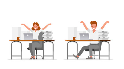 business people working in office character vector design. no10