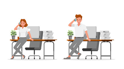 business people working in office character vector design. no11