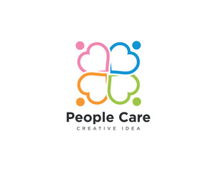 People Care Logo Design Vector