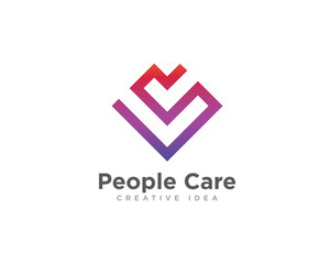 People Care Logo Design Vector