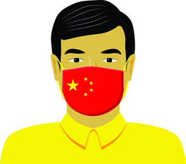 Face of man with flag of China vector