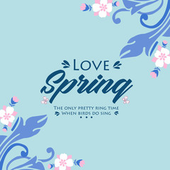 Romantic invitation card design for Love Spring, with leaf and wreath cute frame. Vector