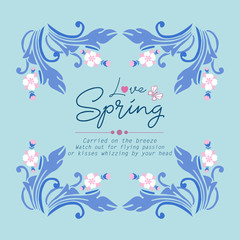 Romantic invitation card design for Love Spring, with leaf and wreath cute frame. Vector