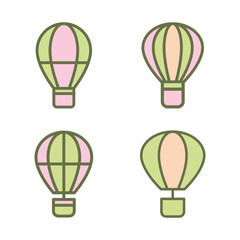 Silhouette of hot Air balloon. Air transport for travel
