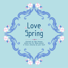 Love spring greeting card design, with leaf and flower modern frame. Vector