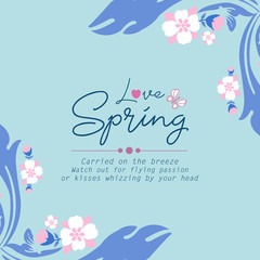 Vintage shape of leaf and floral frame, for love spring card design. Vector
