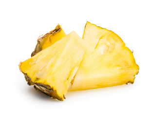 Ripe pineapple slice isolated on white with clipping path.