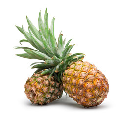 Ripe pineapple isolated on white with clipping path.