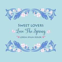 Fototapeta na wymiar The love spring card design, with seamless pattern of leaf and flower frame. Vector