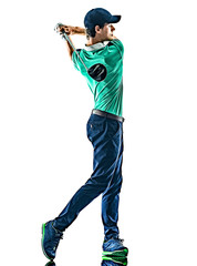 Man Golf golfer golfing isolated white background