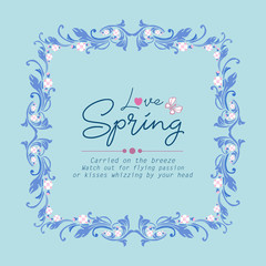 Antique pattern of leaf and floral frame with unique style, for love spring greeting card design. Vector