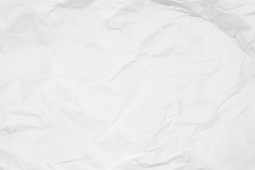 White crumpled paper texture background. Clean white paper. Top view.