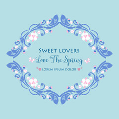 Modern pattern of leaf and flower frame, for antique love spring greeting card wallpaper decor. Vector