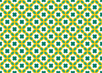 Seamless geometric pattern design illustration. Background texture. In green, yellow, white colors.
