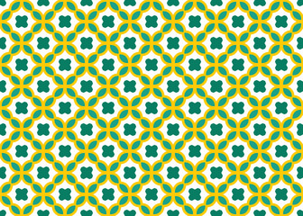 Seamless geometric pattern design illustration. Background texture. In green, yellow, white colors.