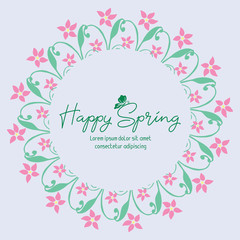 Elegant shape frame, with vintage leaf and flower design, for happy spring greeting card template decoration. Vector