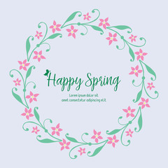 Elegant shape frame, with vintage leaf and flower design, for happy spring greeting card template decoration. Vector