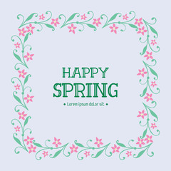 Elegant shape frame, with vintage leaf and flower design, for happy spring greeting card template decoration. Vector