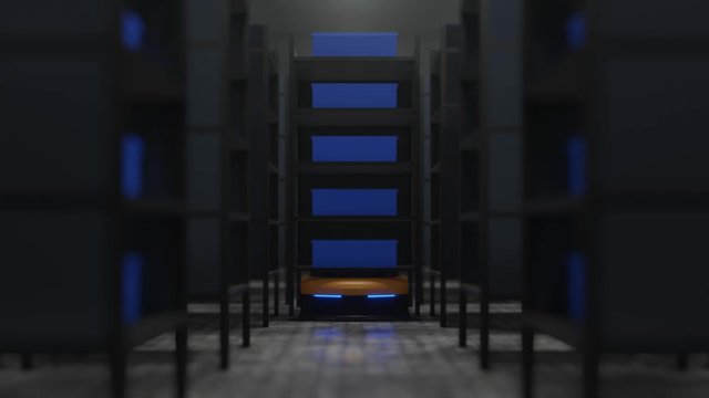 Shelves in the factory with producing and maintaining logistics systems using Automated Guided Vehicle (AGV).