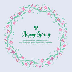 Antique card design, with beautiful leaf and wreath frame, for happy spring greeting card design. Vector