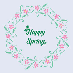 Happy spring invitation card design with elegant leaf and floral frame. Vector
