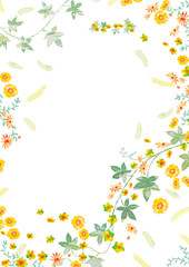 つたと花の背景フレーム