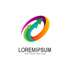 Circular logo and arrow design template, Up icon, 