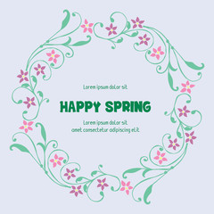 Vintage Pattern of leaf and floral frame, for happy spring greeting card decoration. Vector