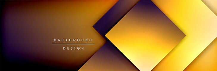 Square shapes composition geometric abstract background. 3D shadow effects and fluid gradients. Modern overlapping forms