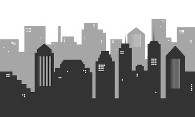 City silhouette background with many buildings mension.