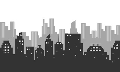 Obraz premium City silhouette background with many buildings mension.