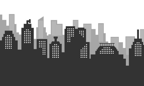 City silhouette background with many buildings mension.